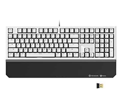 Hexgears X5 Mechanical Gaming Keyboard 108 Keys, Kailh Box Rose Red Switch Wired/Wireless 2.4G Dual Mode With White Led Backlit And Ergonomic Wrist Rest #TOP10