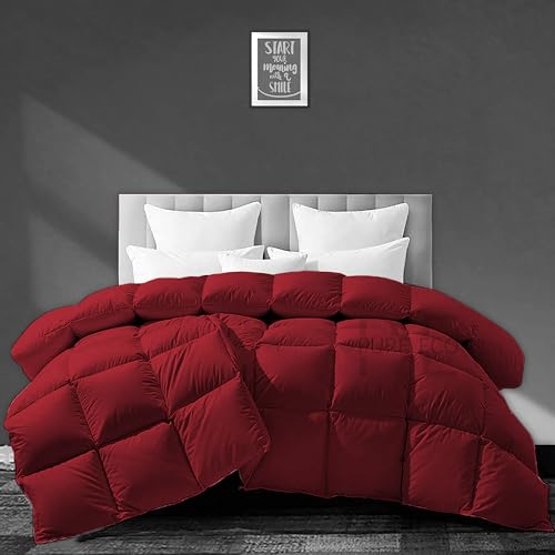 Image of PURE ECO Heavy Winter 400 GSM Comforter King Size (92 inchX106 inch) - Soft Quality Winter Blanket Soft Microfiber Fill - Duvet /Blanket King Size - Burgundy Color