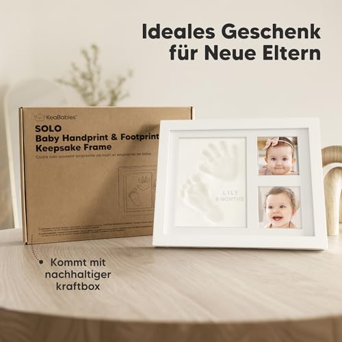 KeaBabies Baby Handabdruck und Fußabdruck Set - Gipsabdruck Baby Hand und Fuß für Neugeborene - Handabdruck Bilderrahmen ​- Fußabdruck Baby Gipsabdruck Set - Dusche Abdruckset(Alpine White)