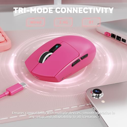 Image of MAMBASNAKE ATTACK SHARK G3PRO Wireless Gaming Mouse,Tri-Mode, Bluetooth /2.4G /USB, 59g Ultra Lightweight,25K DPI,100M Clicks Switches,RGB Magnetic Charging Dock,PAW3311 Sensor,BK52820 Chip-Red