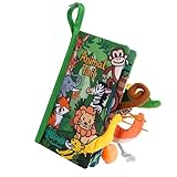 HECCEI Baby Spielzeug Stoffbuch, Fühlbuch Knisterbuch ab 0 3 6 Monate mit Schwanz, Baby Buch Quiet Book Geschenk für Jungen Mädche (Dschungel Babybuch)