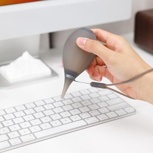 Update Soft Air Blower mit Silikonband,Anti-Staub Kamera/Stein/Staub/Linsen/Filter/Gebläse Tastaturreiniger,Air Blaster Staubreiniger für DSLR CCD LCD Bildschirme mit Zwei Einwegventilen Grau