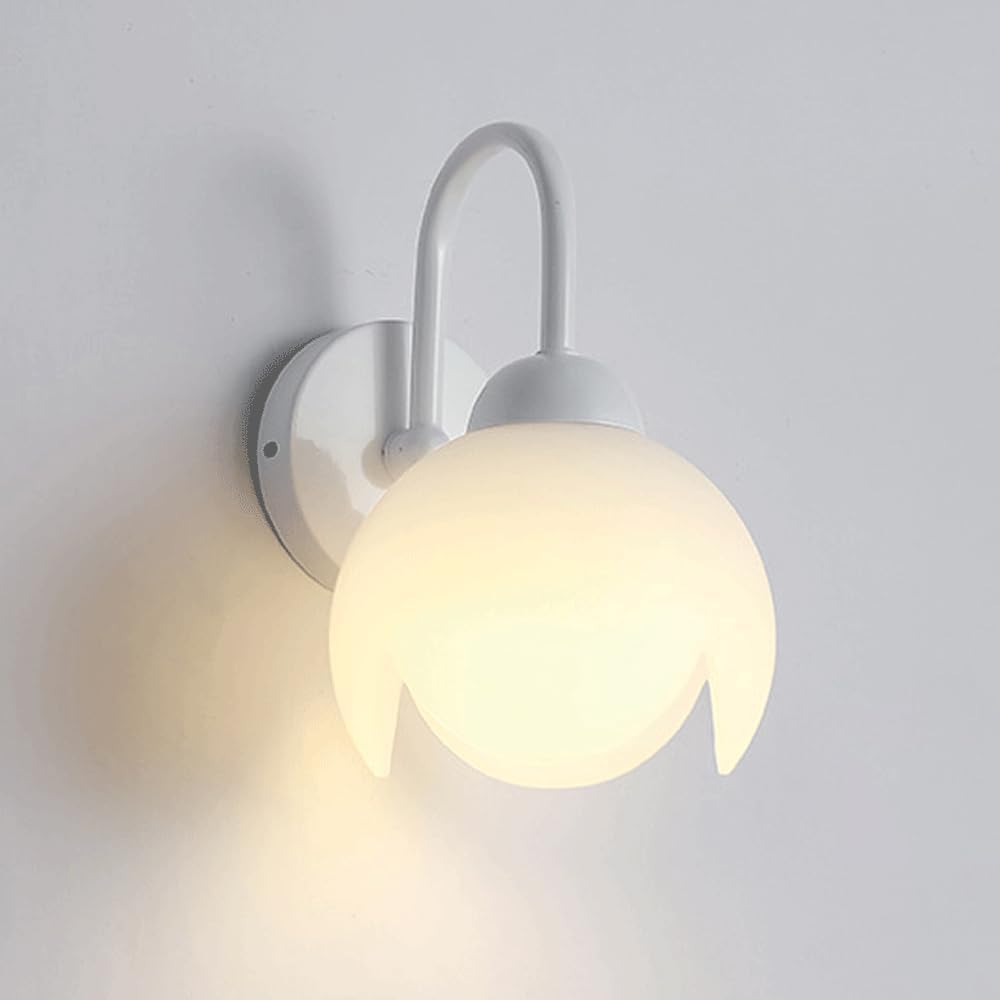 HUAYUSEDF Glass Wall Light Metal Sconce Indoor Vanity Lamp, E27 Lighting Fittings Headboard Lamps Compatible,Chandelier -66(White)(White)