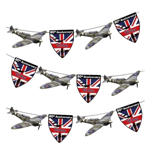 Ve Day Banner, Memorial Bunting Flag, Exquisite Pennant Decoration, Festive Home Accessory for Gathering, Celebration Display, Patriotic Event and Holiday Decor 30.01 Inch