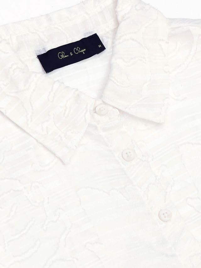 Image of Glam & Chique Women's Sheer Textured Button-Down Shirt XS-2XL