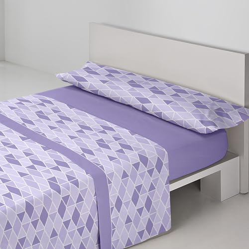 Sedalinne   Juego de Sabanas Termicas Sena 3 Piezas   Cama 105x190 cm   Tejido Térmico Pirineo Suave   Incluye Bajera Ajustable, Encimera y Funda de Almohada   Sábanas de Invierno   Morado