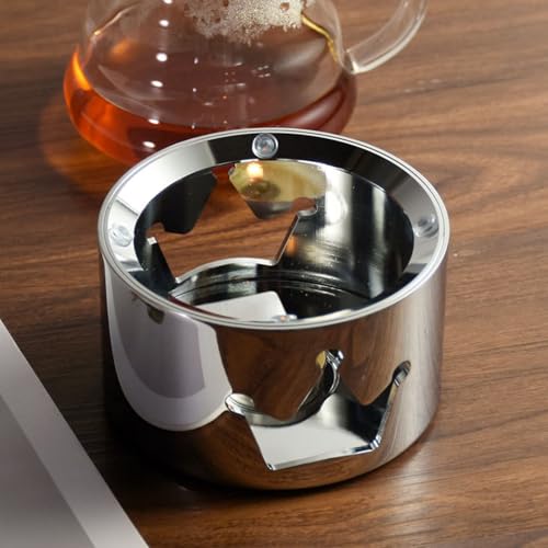 Chauffe-théière en acier inoxydable durable avec son support pour bougie - 6