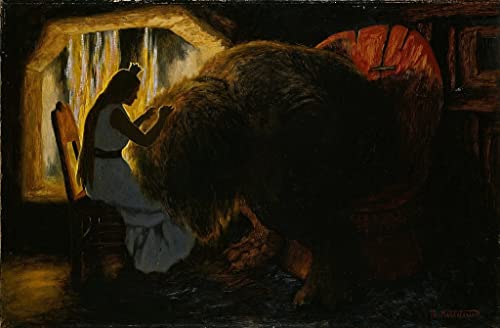 Affiche la princesse ramassant les poux du troll poster Theodor Kittelsen peinture 60x90cm