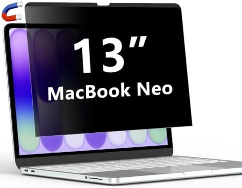 Magnetischer Blickschutzfilter für MacBook Neo 13 Zoll (2026, A18 pro) | Abnehmbarer Anti Glare Blaulicht Mac 13 Neo Sichtschutzfolie, Privacy Screen Blickschutzfolie Mac Neo 13" S