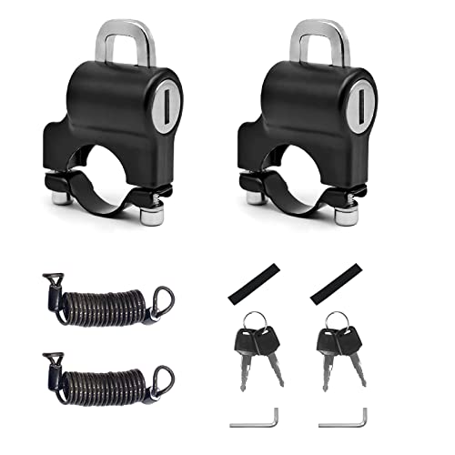 2 Pezzi di Lucchetto per Casco Moto, Lucchetto di Sicurezza per Casco Moto con Cordino di Ricordo, Lucchetto Universale per Casco, per Tubi di Sterzo da 22-28 mm, Motociclette, Biciclette o Scooter