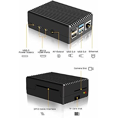 Geekworm for Raspberry Pi 4 Aluminum Case, Heavy Duty Passive Cooling Metal Case/Housing with Heatsink Pillar Compatible with Raspberry Pi 4 Model B Only-Black (P173)