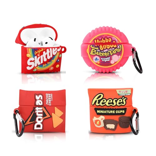 (4 Pack) Cute Case for AirPods 4 Earbuds (2024), XMBYGY Silicone Cartoon Charging Case Shockproof Protective Headphones Cover with Carabiner for Man Woman Teen, S+b+r+d