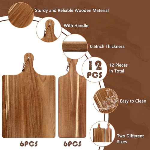 Set de 12 tablas de cortar rectangulares de madera de Acacia miniatura 3