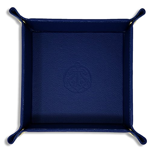SIVEL + SHARP Vegan Leather Valet Tray - Embossed Catchall Tray with Brass Snaps (Royal)
