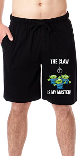 Shorts de pijama masculino Disney Toy Story Aliens The Claw is My Master Sleep, Preto, XXG