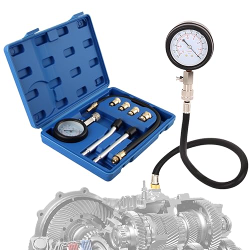 Testeur de Compression, yisight Coffret de Compressiomètre, 0-20 kg/cm²& 0-300 psi, Testeur Bougie Allumage avec 4 Adaptateurs M10 M12 M14 M18, pour Tester...