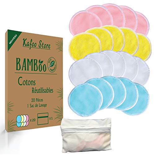 Preisvergleich Produktbild KafooStore 20 Abschminkpads, Wiederverwendbare Wattepads, Abschminkpads Waschbar, Bambus Wattepads, Make-up Entferner pads, Ökologisch und Umweltfreundlich