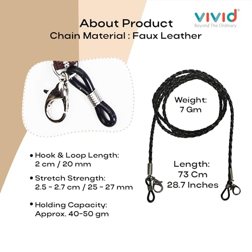 Image of Unisex Spec Holder Hook & Loop Anit Slip Eyewear Lanyard Faux Leather Chain