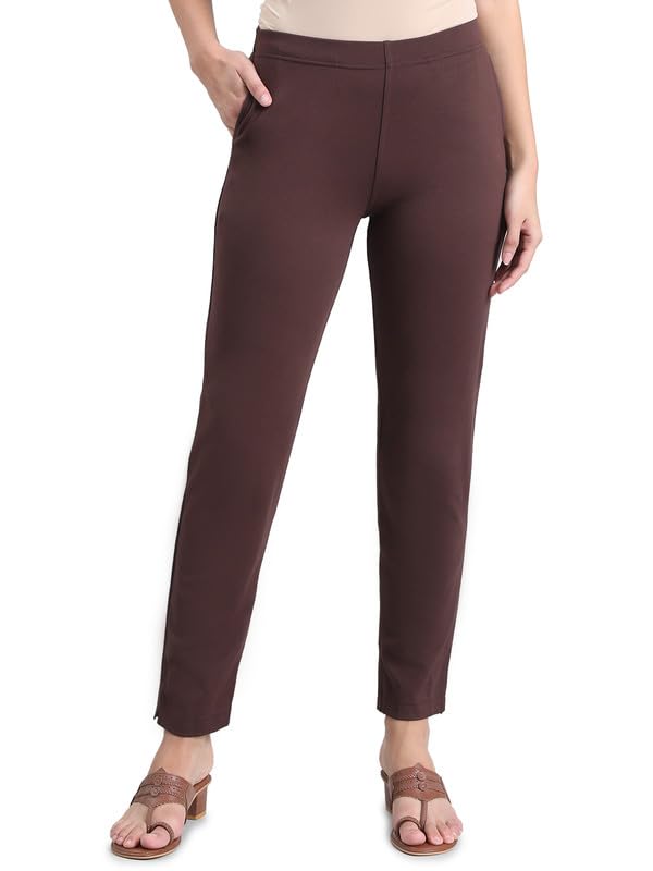Image of GO COLORS Ponte Smart Kurti Pants Full Length for Women | Breathable, Mid Rise