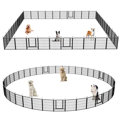 Image of Dog Playpen,Portable Outdoor Dog Fence, Dog Playpen for Large /Medium /Small Dogs, Dog Fences for The Yard,with Doors Foldable Metal (40 Panels, 45 inch)