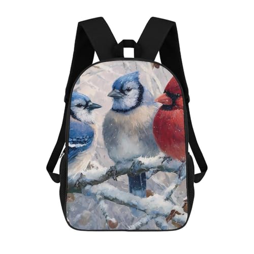 Cardinal Cute Blue Jay Bird Classic 17 Inch Backpack Travel Daypack Casual Shoulder Bag with Adjustable Strap for Men Women