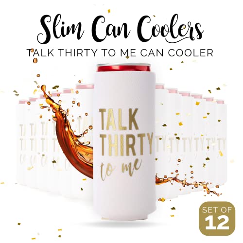Talk Thirty to Me Can Coolers, Set of 12-30th Birthday Decorations and Party Favors for Her or Him, Dirty 30 Gifts for Women by Your Dream Party Shop - Used condition - Image 4