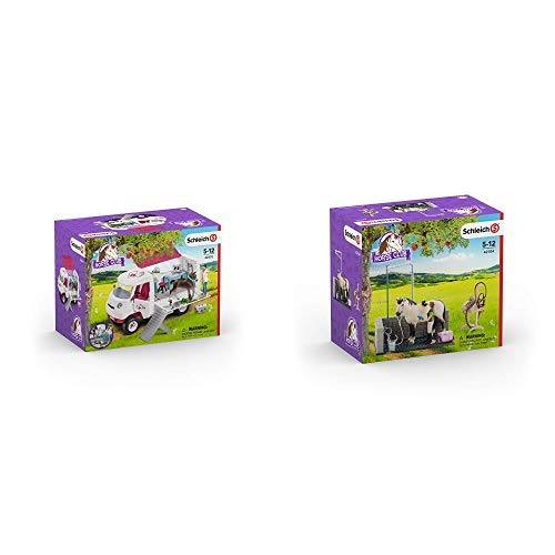 Schleich 42370 - Mobile Tierärztin mit Hannoveraner Fohlen & 42104 - Waschplatz