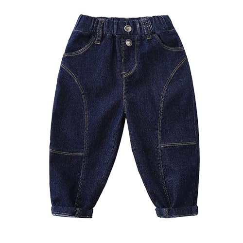 Kids Girls Baggy Straight Jeans Elastic Waist Washed Harem Denim Pants Stylish Loose Trousers for Todddler Girls