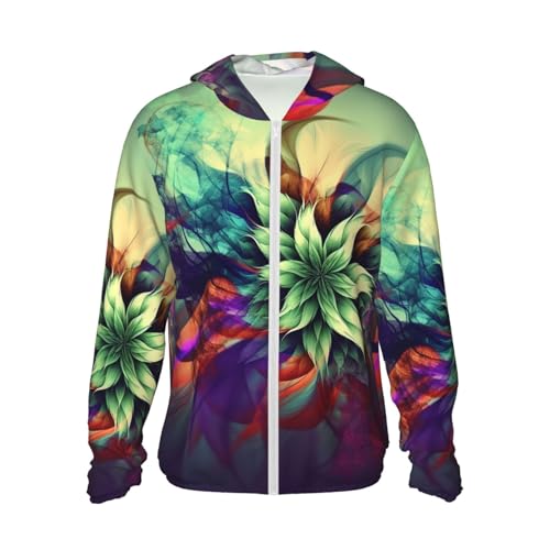 Men's Sun Protection Shirts Abstract Floral Long Sleeve Sun Shirt for Fishing Running Hiking Swim