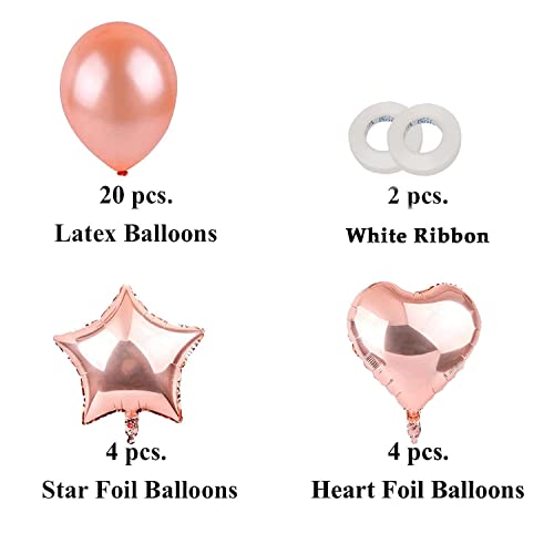 Image of AMFIN (Pack of 30) Birthday Decoration Combo / 1st Birthday Decoration for Baby / 1st Birthday Decoration Items /First Birthday Party Decoration /Balloons /Birthday Party - Rose Gold