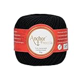 Material: 100% algodón Anchor Freccia - Hilo de ganchillo (grosor 6, 100% algodón), algodón, 00403 Schwarz, negro