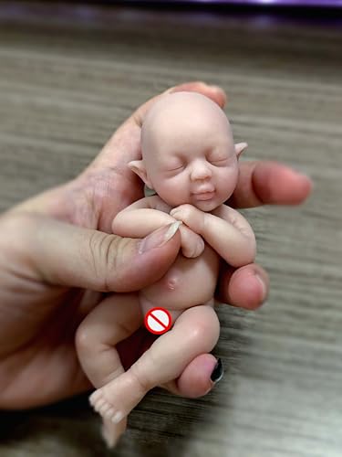 Newtotlove 5 Realistic Mini Silicone Elf Girl Real Life Reborn Elf Doll Lifelike Mini Reborn Doll Surprice Children Anti-Stress Relief with Feeding Accessories