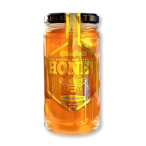 HoneyPlusCo Miel Natural Cruda Sin Filtrar 16 Oz