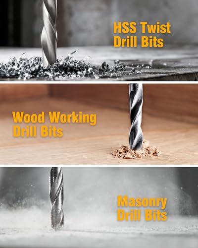 AVID POWER 41 PCS Drill Bit Set, Brad Point Drill Bits, High Speed Steel Twist Drill Bit and Screwdriver Bit Combo Kit for Metal, Wood and Masonry