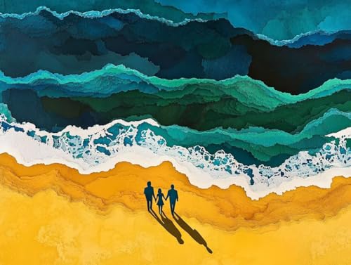 Pintar por números adultos playa J0-1158 kit DIY con pintura acrílica y pinceles 40x50cm