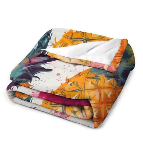 Couverture extra large en flanelle douce jeté en microfibre ananas pour lit - 4