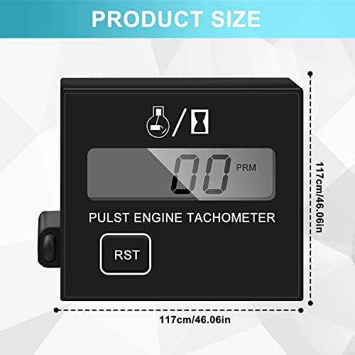 Aicharynic Digitaler Drehzahlmesser - Induktiver Kleiner Motortachometer Wasserdicht Mit Stundenzähler für Kettensägen, Rasenmäher und Motorräder