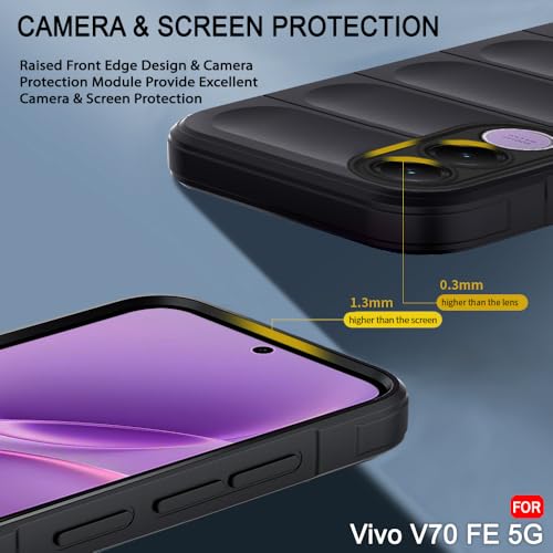 Image of TheGiftKart Liquid Silicon Back Cover Case for Vivo V70 FE 5G | ShockProof Military Grade Protection | Micro-Fibre Cloth On Inner Side | Built-in Anti-Slip Grip Case Cover for Vivo V70 FE (TPU, Black)