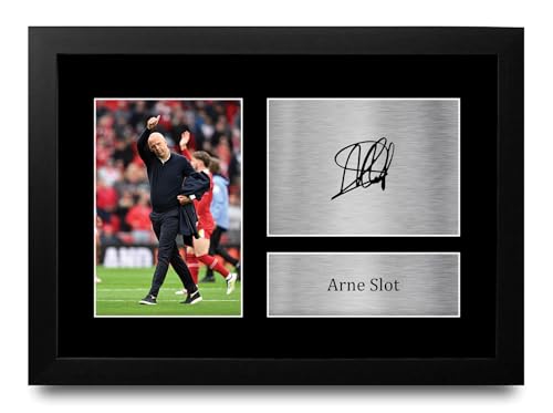 Arne Slot autographe Liverpool photo imprimée de collection sous cadre premium