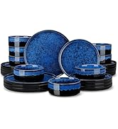 vancasso Starry Plates and Bowls Sets for 8, 24 Pieces Blue Dinnerware Sets for Kitchen, Modern S...