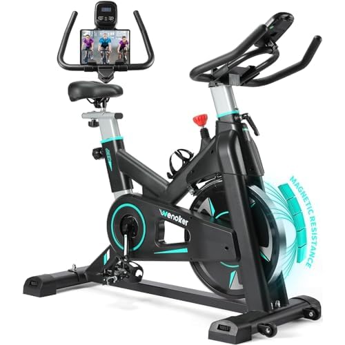 Vélo d&rsquo;Appartement Spinning, Résistance Magnétique Ajustable, Vélo d&rsquo;Exercice à Siège Confortable et Écran, Entrainement Cardio Home Trainer, capacité de charge de 160 kg