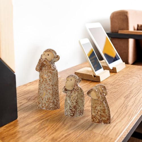 Statues singes céramique : le coffret de 3 figurines idéal à offrir