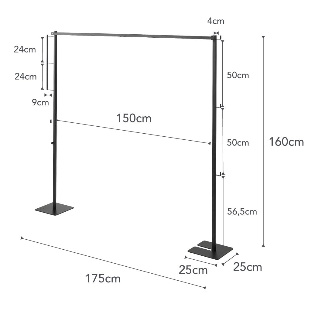 YAMAZAKI 6620 Tower Foldable Indoor Drying Rack, Black, Steel/Polypropylene, 175 x 25 x 160 cm