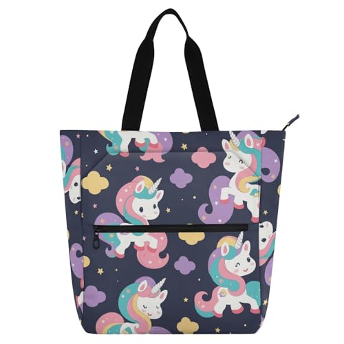 Bolsa para libros de unicornios para la escuela, biblioteca y viajes de niños