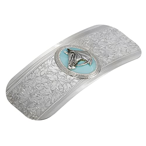 1928 Jewelry Southwest Turquoise Enamel Horse Head Floral 3.72 Inch Hair Barrette Clip, (1 Pcs), Equestrian Jewellery For Women
