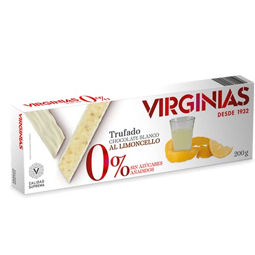 VIRGINIAS - Turrón de Chocolate al Licor de Limoncello sin Azúcares Añadidos con Edulcorante 200g