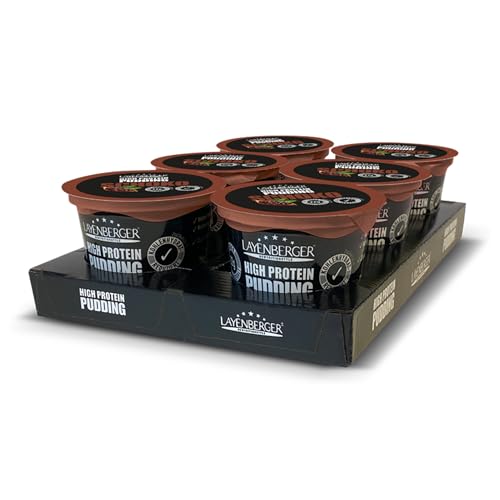 Layenberger High Protein Pudding - 11% Eiweiß, 6,2% Kohlenhydrate, 1,5% Fett, 9,4 g Zucker, laktosefrei, 6er Pack (6x 200 g) - Schoko