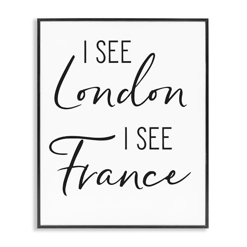 I See London and France Saying Bathroom, 11 x 14 Inch Framed Giclée Print