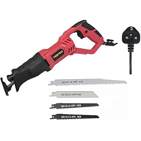 Reciprocating Saw, Variable Speed 0-2800RPM with 115mm Cutting Depth, 20mm Stroke, with Rotary Handle+/-180° Rotary Hand -Electric Saw for Cut Wood, Plasti tal(Includes 4 Blades) Cover