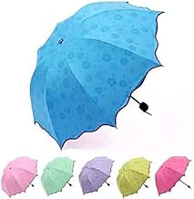 ELEXIQ Fancy Magic Umbrella Changing Secret Blossoms Occur with Water Magic Print 3 Fold Umbrella for Women Men and Children Umbrella Flower Print Sun and Rain